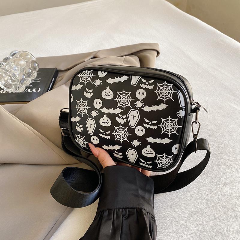 Trendy Vintage Skull Pattern Small Square Bag For Autumn 2024 Chic Korean Style