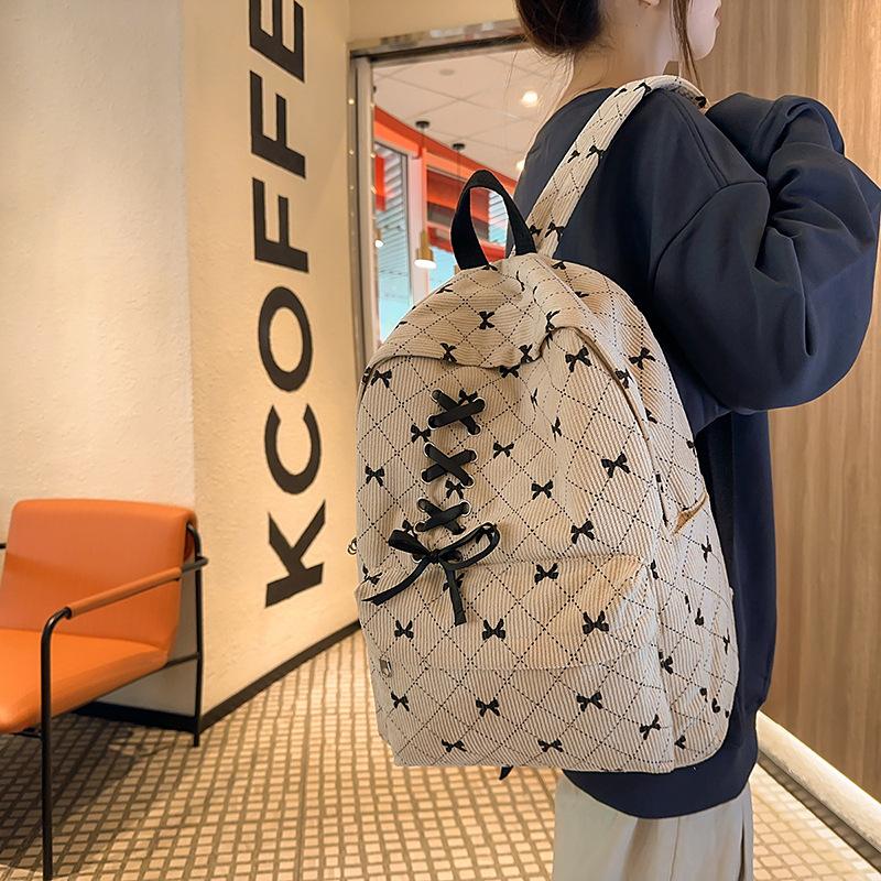 Schoolbag New Schoolbag Female High Value Korean Ins College Students Class Backpack Bow Girl Heart Travel Backpack
