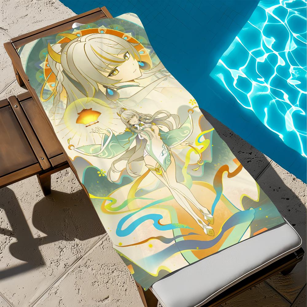 Genshin Impact Zibai Towel Beach Quick Dry Soft Pool Towels Gift for Travel Gym Shower Camping Sports