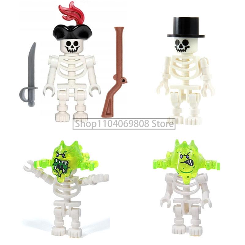 MOC Halloween Building Blocks Skeleton Army Knight Figures Flame Horse Medieval Vampire Furniture Assembly DIY Bricks Toys Gifts
