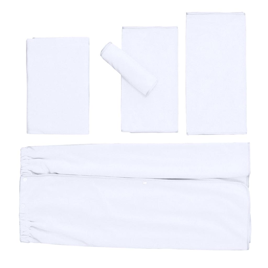 5 Stück Schönheitssalon Handtücher Mikrofaser Bett Handtücher Bademantel Duschhaube Kissenhandtücher Brusttuch Badetücher Weiß