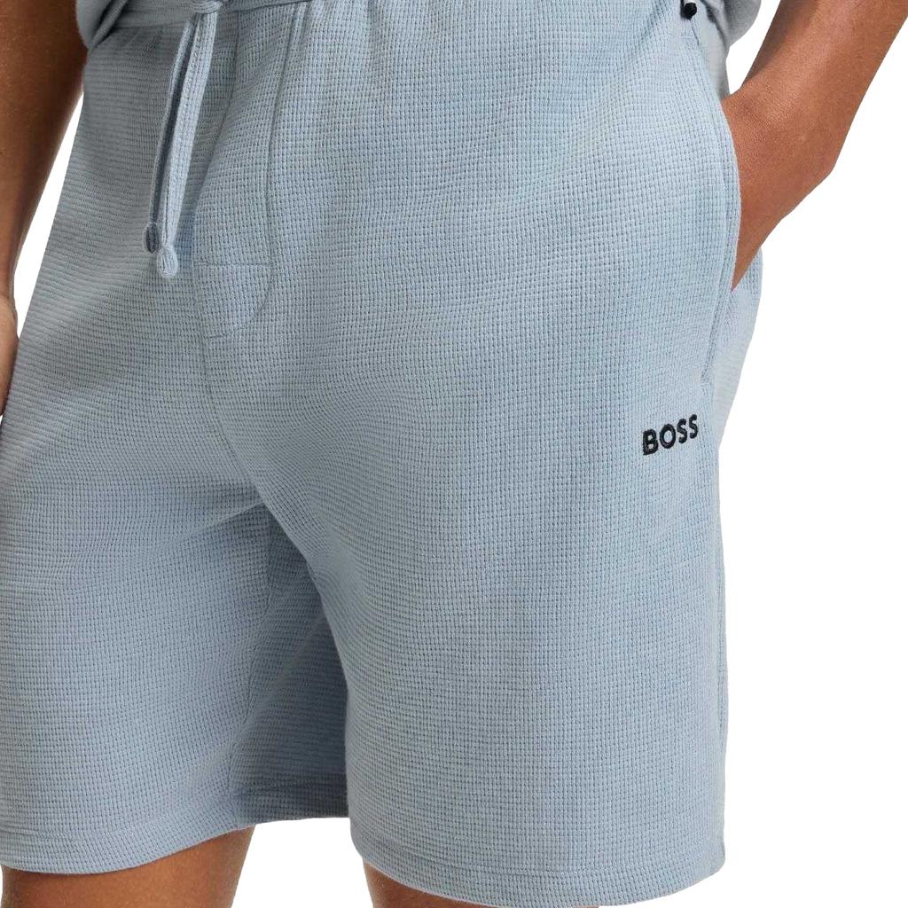 Boss Mens Waffle Embroidered Logo Pyjama Shorts