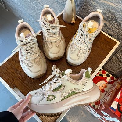 Suction Film Bottom Leather Dad Daughter 2026 Spring and Summer Breathable Retro Sneakers Women's Casual Women's Shoes