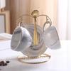 European Light Luxury Ceramic Coffee Cup Set with Gold Stand