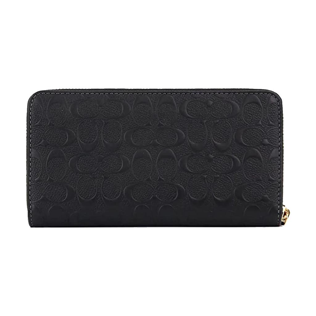 New COACH Zip Around Smooth Calfskin With Leather Card Holder, Wallet Women's Black CF464-IMBLK