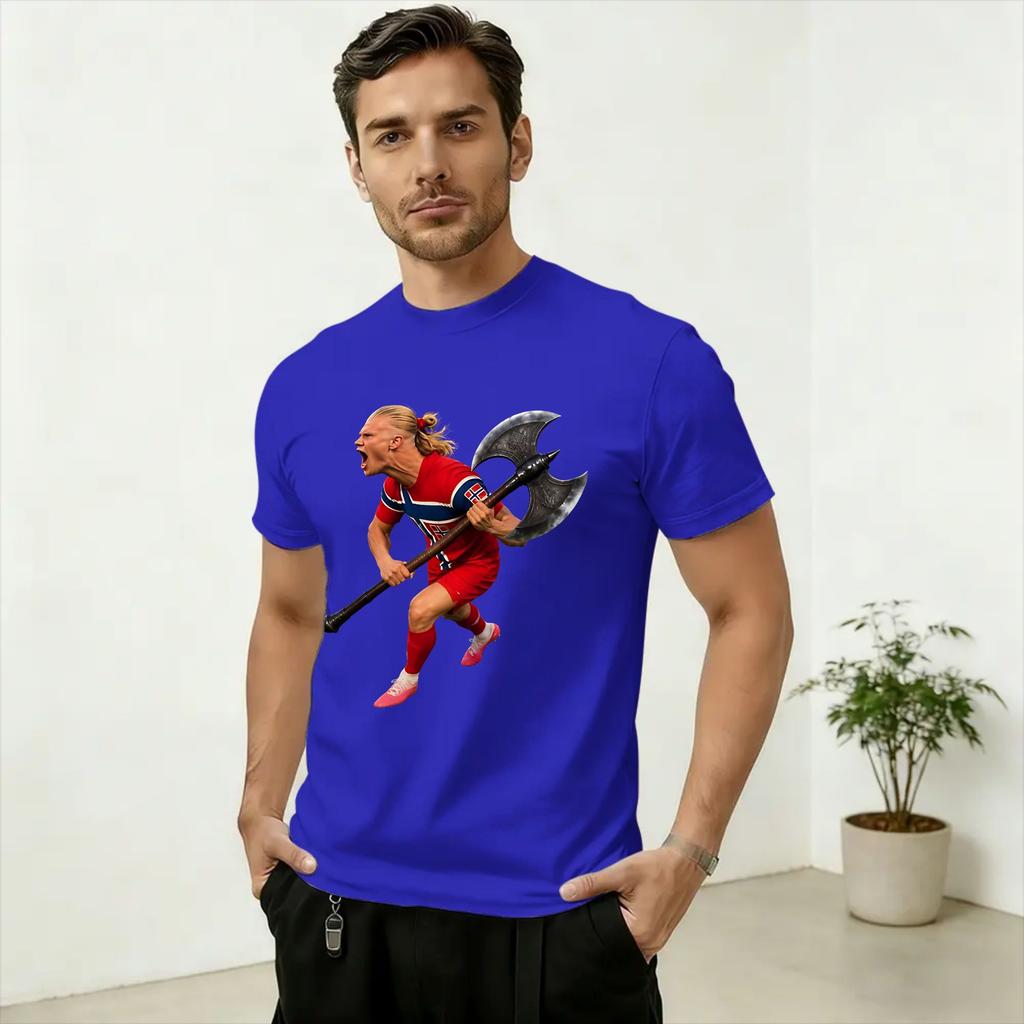 Haaland Football Number 9 FanArt T Shirt for Unisex Pure Cotton Novelty T-Shirts Round Neck Tee Shirt Short Sleeve Tops Gift Idea
