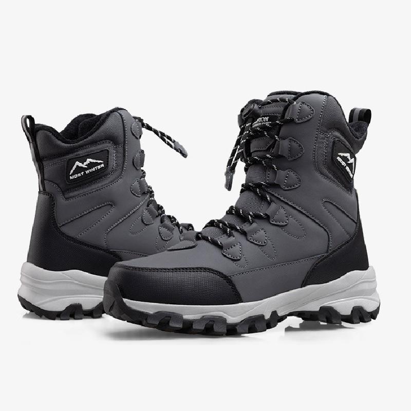 

Мужские и женские зимние ботинки водонепроницаемые, нескользящие, плюшевые, толстые, теплые и холодостойкие, с вращающимися кнопками 40 серый