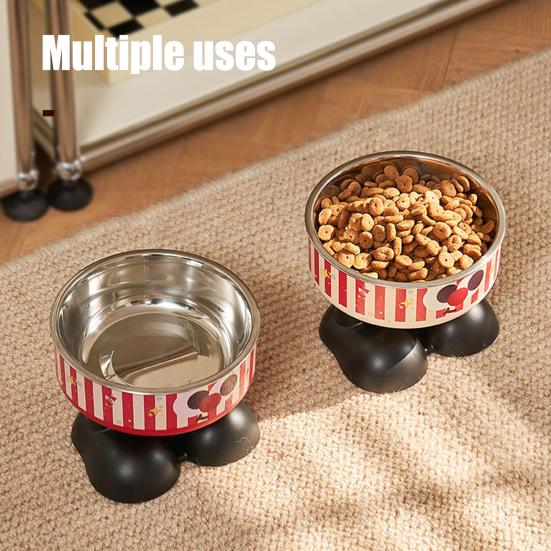 Elevated Pet Bowl Stainless Steel Raised Dog Bowl Reduces Discomfort Cute Cat Bowl with Stable Non-Slip Base for Food Water