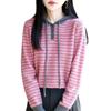 Autumn And Winter New Fashion And Casual Versatile And Thin Striped Hooded Long-Sleeved Color Matching Striped Hoodie Wool Sweater