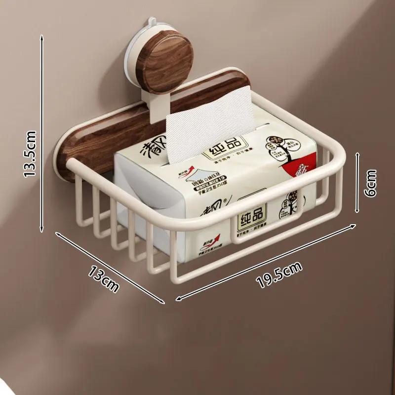 

Suction cup walnut toilet tissue box no punching bathroom washbasin storage toilet roll paper storage rack toilet accessories