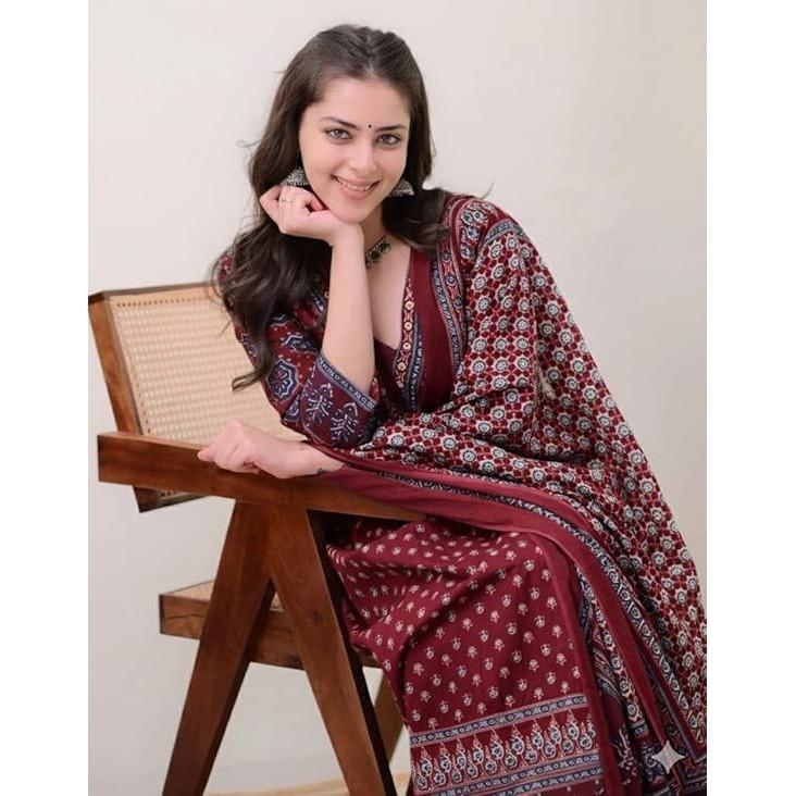 Women Anarkali Kurti Pant Dupatta Set Indian Bollywood Ethnic Kurta Set Dress