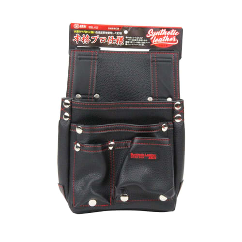 SK11 Synthetic Leather Nail Pouch, SSL-K2, 250mm Wide x 310mm High x 120mm Deep, with Back Slit and Belt Loop, Black