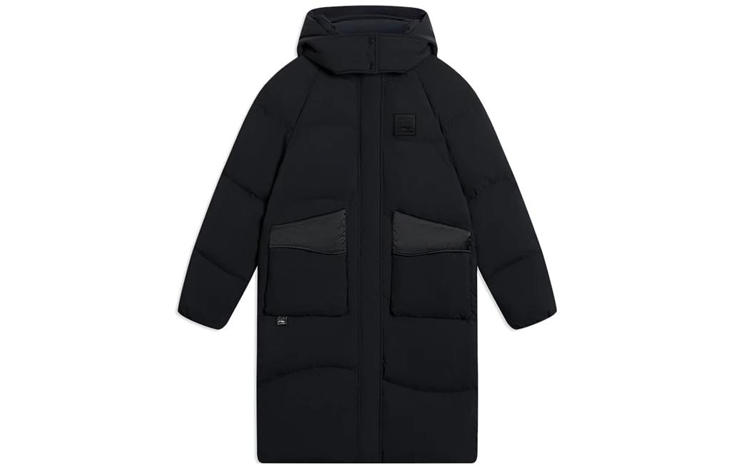 Li Ning Sports Trendy Collection Down Jackets Women s Black Hooded Moderate Down Jacket AYMS074-3 L