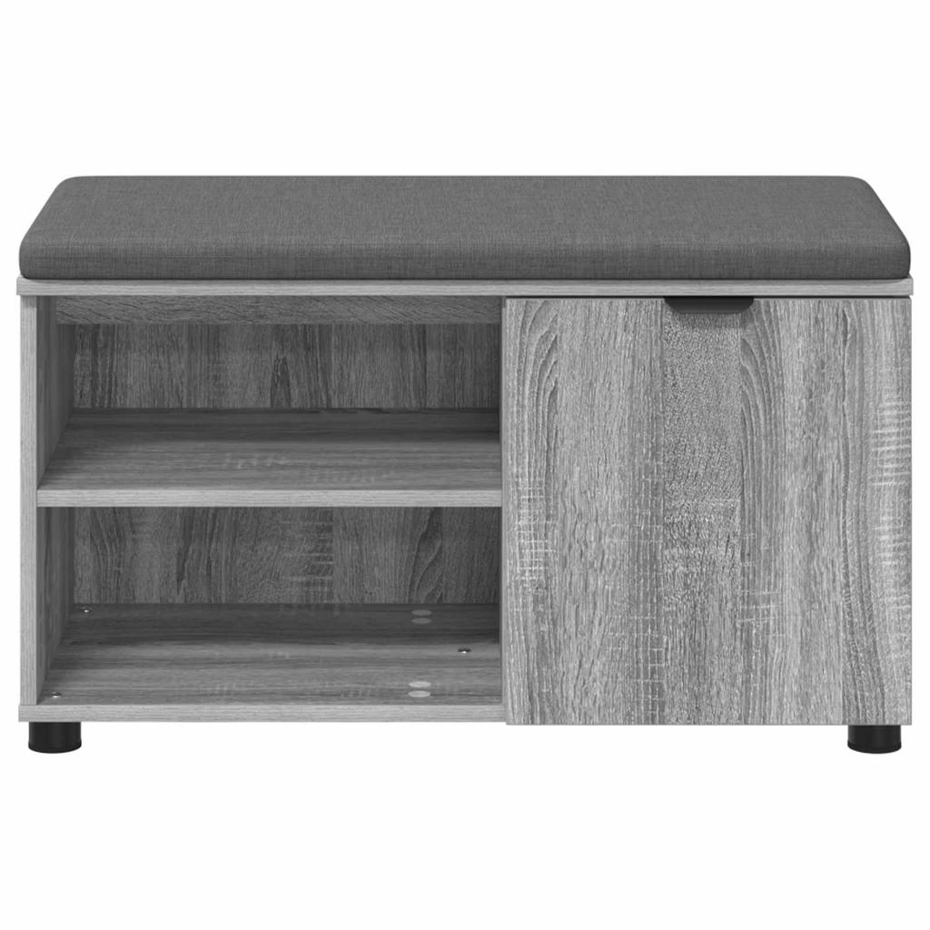 Hall Bench with Cushion and Shelf Grey Sonoma 80 x 38 x 46 cm