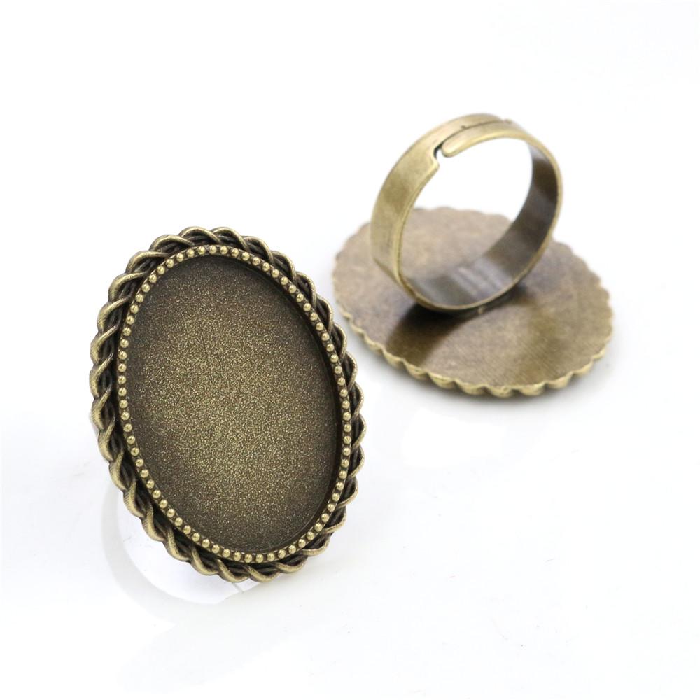 18x25mm 5pcs Antique Silver Plated/ Bronze/Black Brass Oval Adjustable Ring Settings Blank/Base,Fit 18x25mm Glass Cabochons