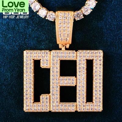 Custom Make Square Letter Name Pendant For Men Women Solid Back Micro Pave Zirconia Hip Hop Necklace Chain Number Jewelry