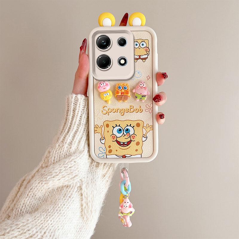 KEYSION Cute Ear 3D Cartoon Case for Infinix Note 30 with Bracelet Soft Silicone Shockproof Phone Cover for Infinix Note 30 5G
