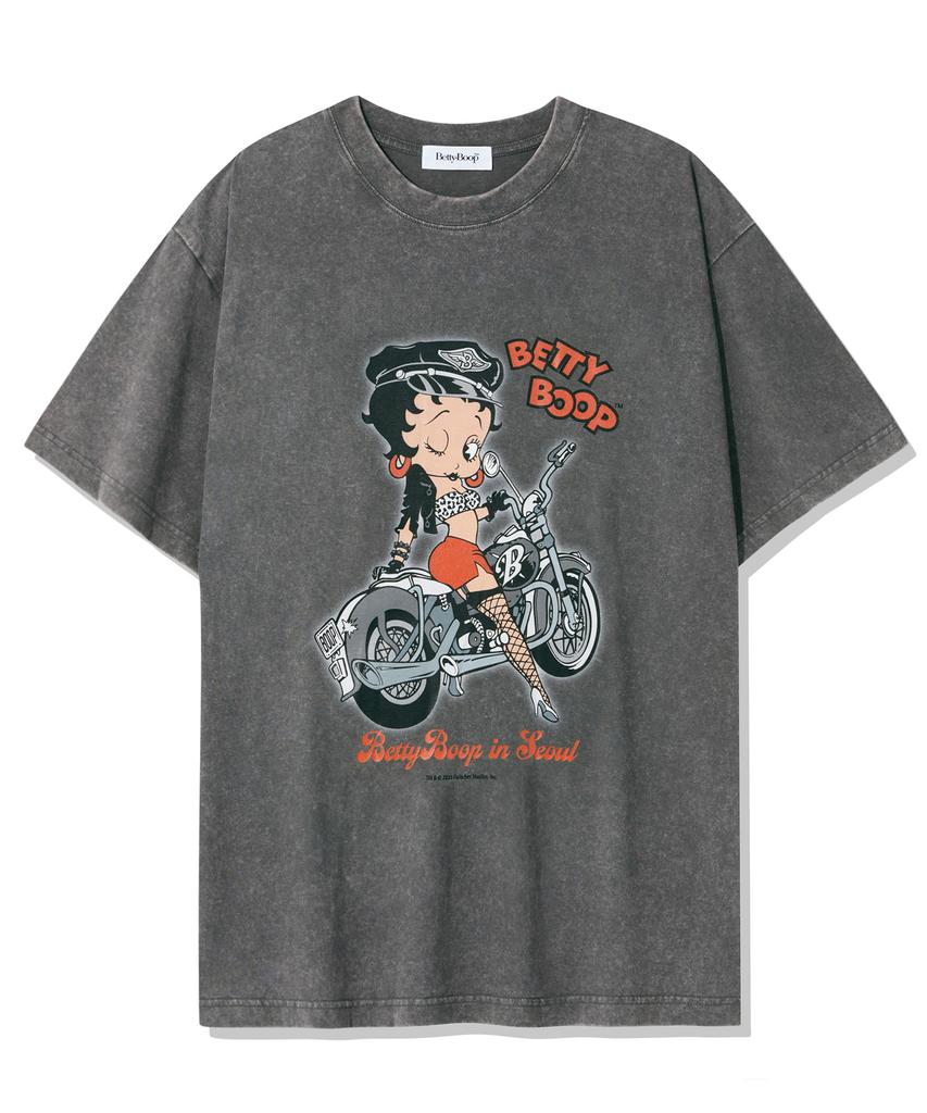 CNVS Betty Boop Bike Oversized Short Sleeve T-Shirt_Gray