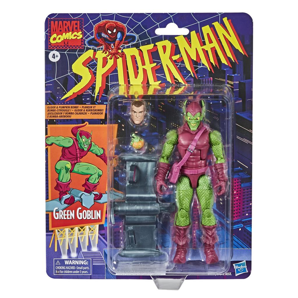 Hasbro Marvel Legends Series Spider-Man Green Goblin Retro Comics Collectible 6-Inch Action Figure E9321 Authentic