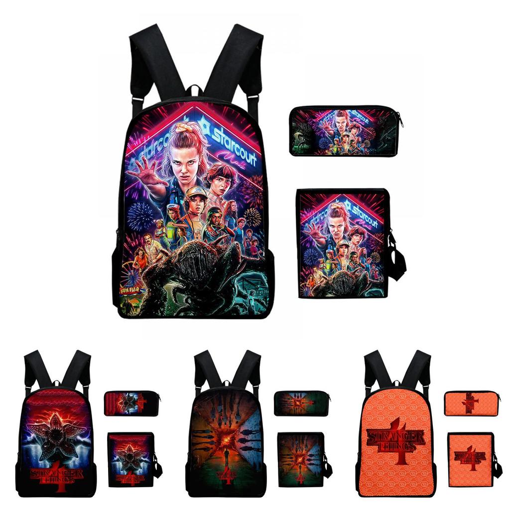 Stranger Things Waterproof Backpack Set 3pcs Crossbody Bag Pencil Bag Included