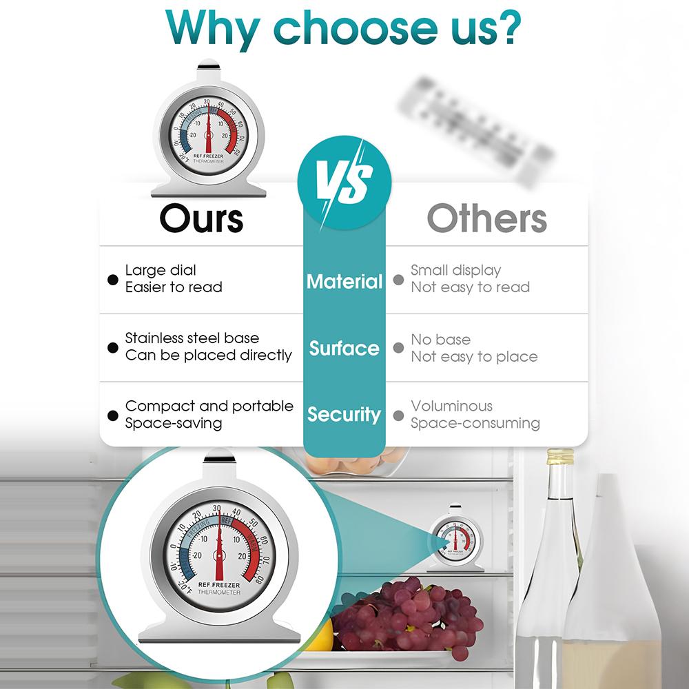 Freezer Thermometers -30~30°C -20~80°F Stainless Steel Fridge Large Dial Gauge Mini ThermoMeters for Refrigerator Cooler