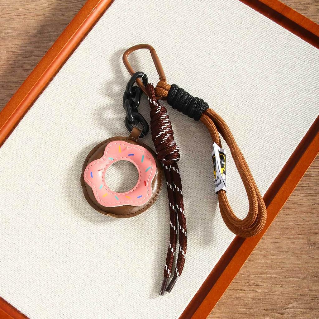 New donut leather Maillard color bag pendant, keychain, mobile phone lanyard pendant.