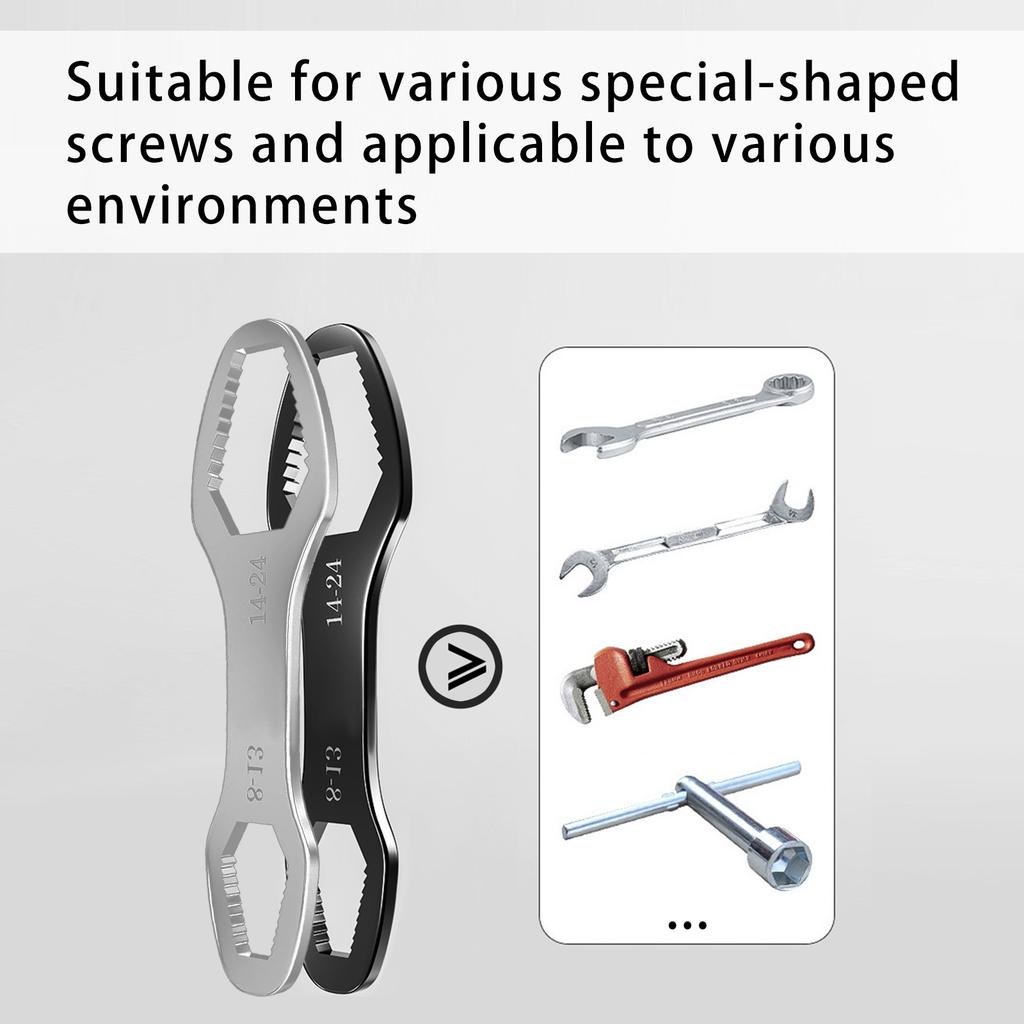 2Pcs All In One Universal Wrench Tool Set Adjustable From 8 To 24 Mm for Auto Repair and Motorcycle Bicycles Adjustments