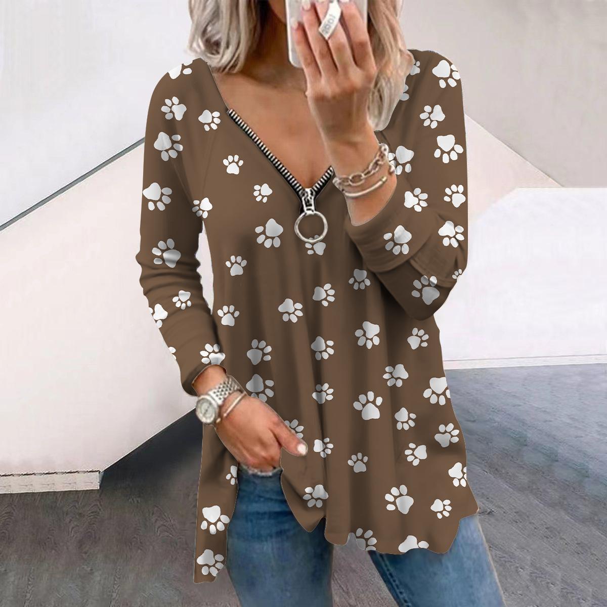 

Женские осенние мини-футболки с длинным рукавом и принтом «собачий коготь», свободные футболки больших размеров с V-образным вырезом, удобные блузки 8XL жёлтый