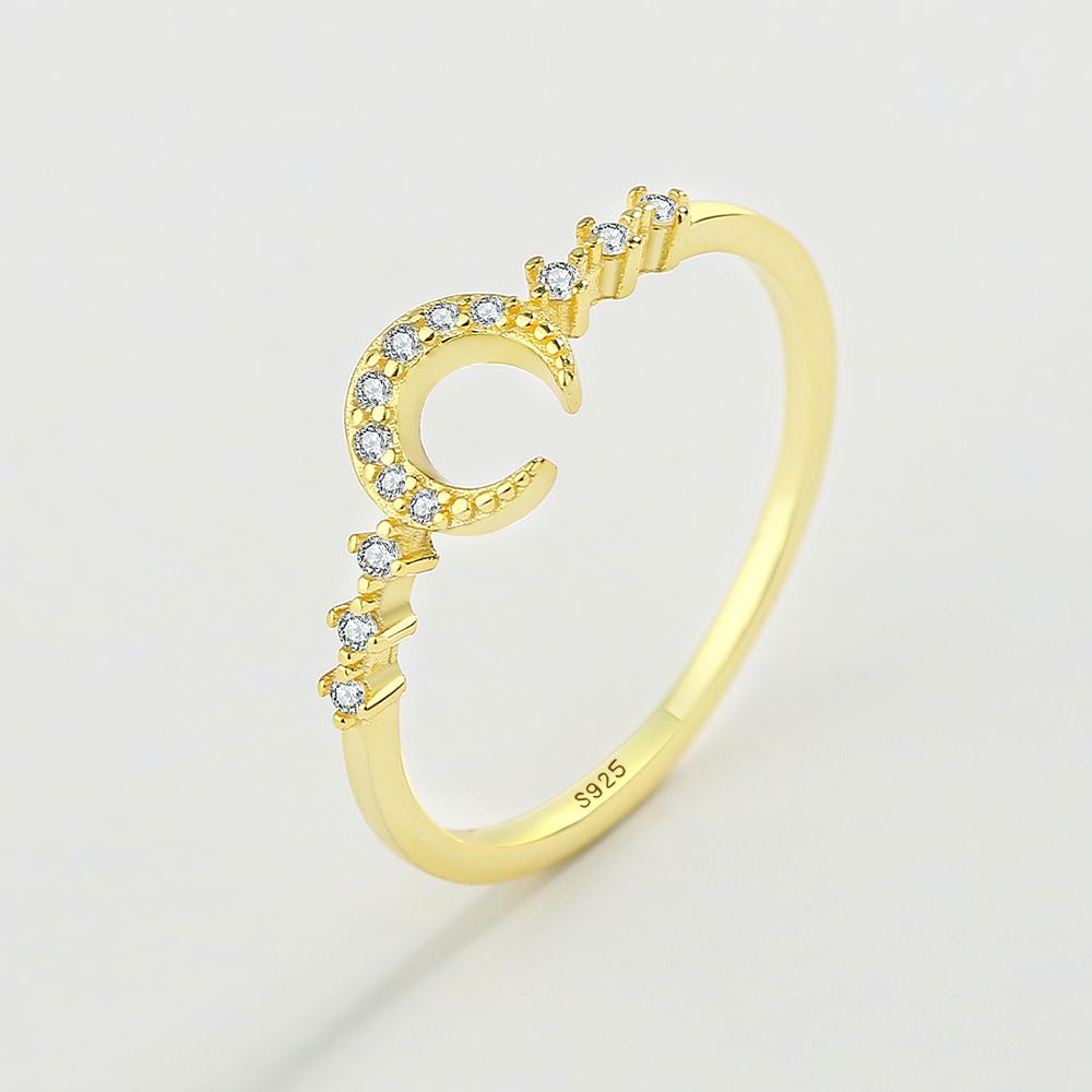 

Классические кольца из стерлингового серебра 925 пробы с милой луной, штабелируемые золотые кольца с фианитами для женщин, минималистичные ювелирные изделия, свадебное кольцо 7 золотой