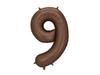 Foil Balloon Number "9" - 86 Cm, Mocca, Brown, Satin
