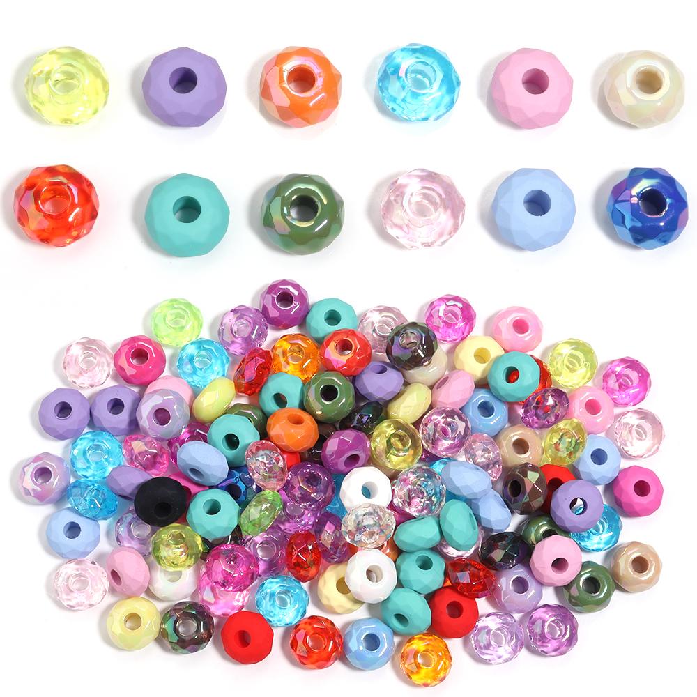 20Pcs Acrylic Abacus Beads Mix Color Transparent Loose Spacer Bead for DIY Jewelry Making Bracelet Key Chain Jewelry Accessories