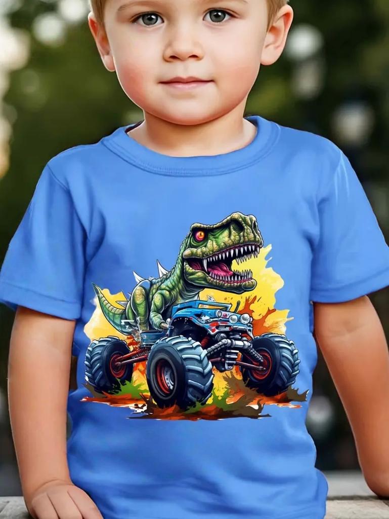 Kinder T-Shirt Dinosaurier Muster Jungen Kleidung Lässiges O-Ausschnitt T-Shirt für einen Jungen Street Trendige Mode Tops Kinderkleidung