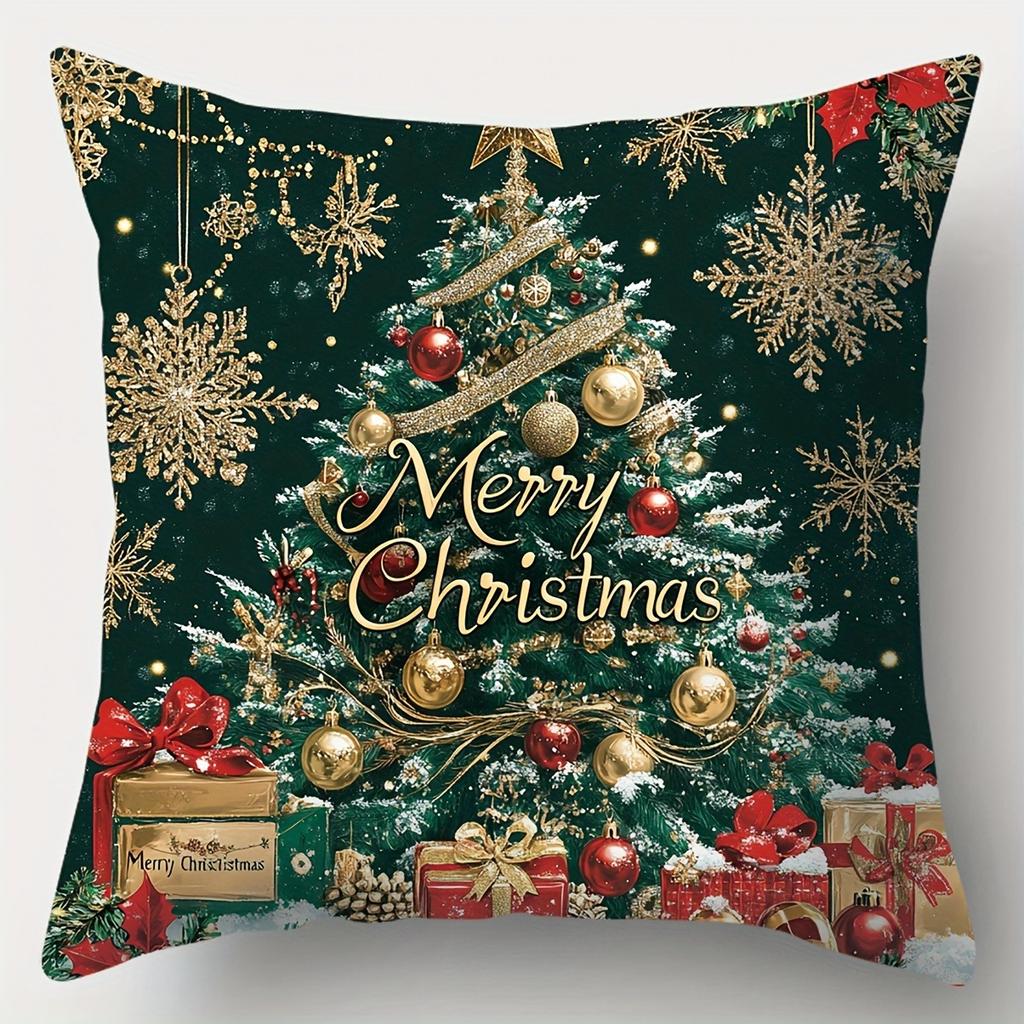 Festive Christmas & New Year Pillowcases: Snowman, Santa, Deer, and Joy Designs Sofa Cushion Cover New Year Home Room Decoration