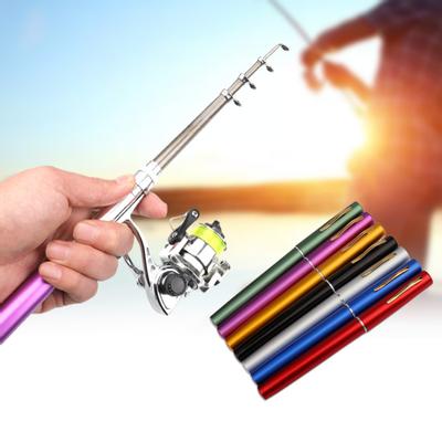 MUQZI Sports Accessory 1.4M Pocket Collapsible Outdoor Fishing Rod Mini Pen Shape Pole with Reel Wheel