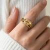 Unique Zipper Design Ring For Women Colorful Cubic Zirconia Geometric Adjustable Finger Ring Party Dating Promise Jewelry Gifts
