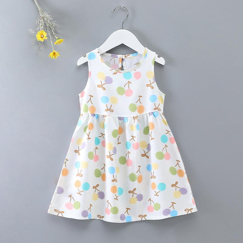 

Girls Summer Floral Princess Dress Beach Dress Cotton Silk Tank Dress Children S A-Line Dress 90cm