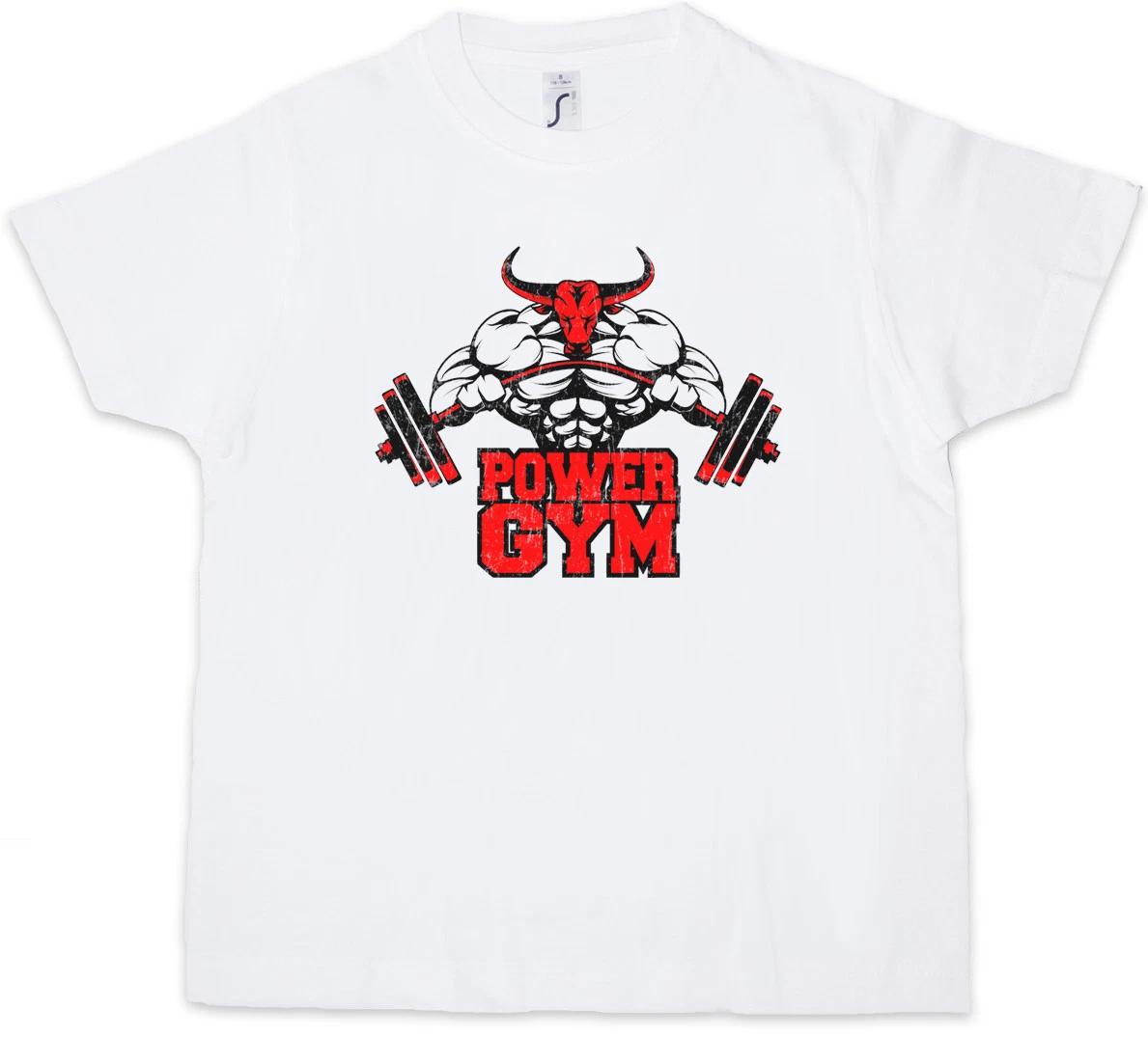 POWER GYM BULL Kids Boys T-Shirt Fitness Sports Stier Muscles Body Building 100