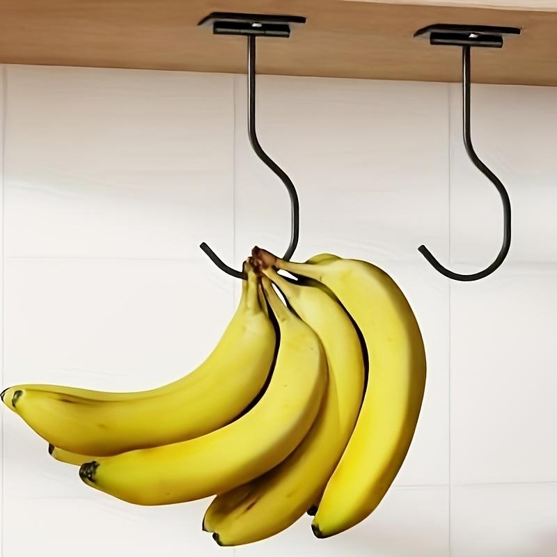 1Pc Black Cabinet Under Banana Hook Can Be Fixed With Screws Metal Multi-Purpose Hook Keep Bananas Fresh Simple Hook