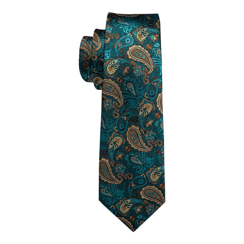 Dibangu Herren-Krawatte aus Seide, gestreift, modische Designer-Krawatte für Herren, Krawattenring, Einstecktuch, Manschettenknopf-Set, Business-Party