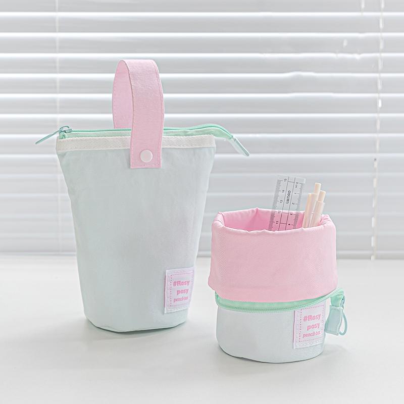 Milky Box Pokrowiec na ołówki i długopisy Kontrastowy składany stojak z uchwytem na długopisy Kieszonkowy woreczek do przechowywania na stole Szkolny