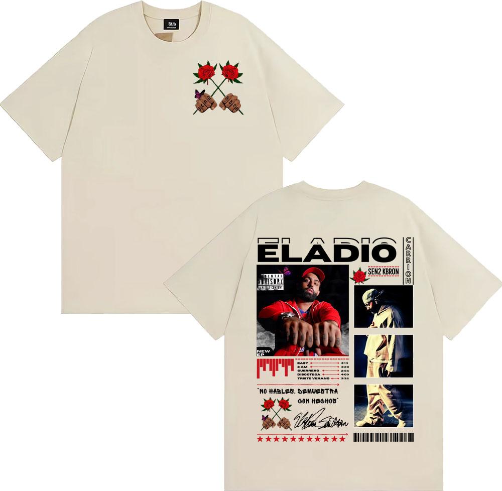 Rapper Eladio Carrion Sen2 Kbrn Tour Merch T Shirts Mens Clothing Cotton Short Sleeve Top Fashion Gothic Hip Hop Streetwear