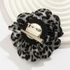 Stylish Leopard Pattern Floral Duckbill Clip Brooch Fabric Flower Lapel Pin Handmade Clothing Accessory for Trendy Women