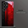 Retro red and black carved tempered glass phone case suitable for Samsung Galaxy S26 S25 S24 S22 S21 S20 FE/Ultra/Plus hard case