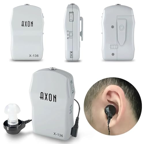 Shuonki X-136 Hearing Amplifier, Pocket-Sized, Ambidextrous, Noise-Suppressing, Lightweight, Compact, Portable, Wired, Battery-Operated, Includes 3 Ea