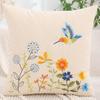 1 Pc Spring Throw Pillow Cover Embroidery Canvas Living Room Sofa Home Decoration Flowers Bird Leaves