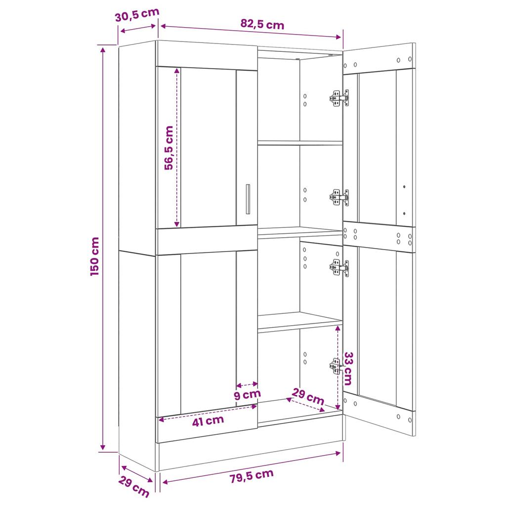 Bookshelf Black Oak Effect 82.5 X 30.5 X 150 Cm
