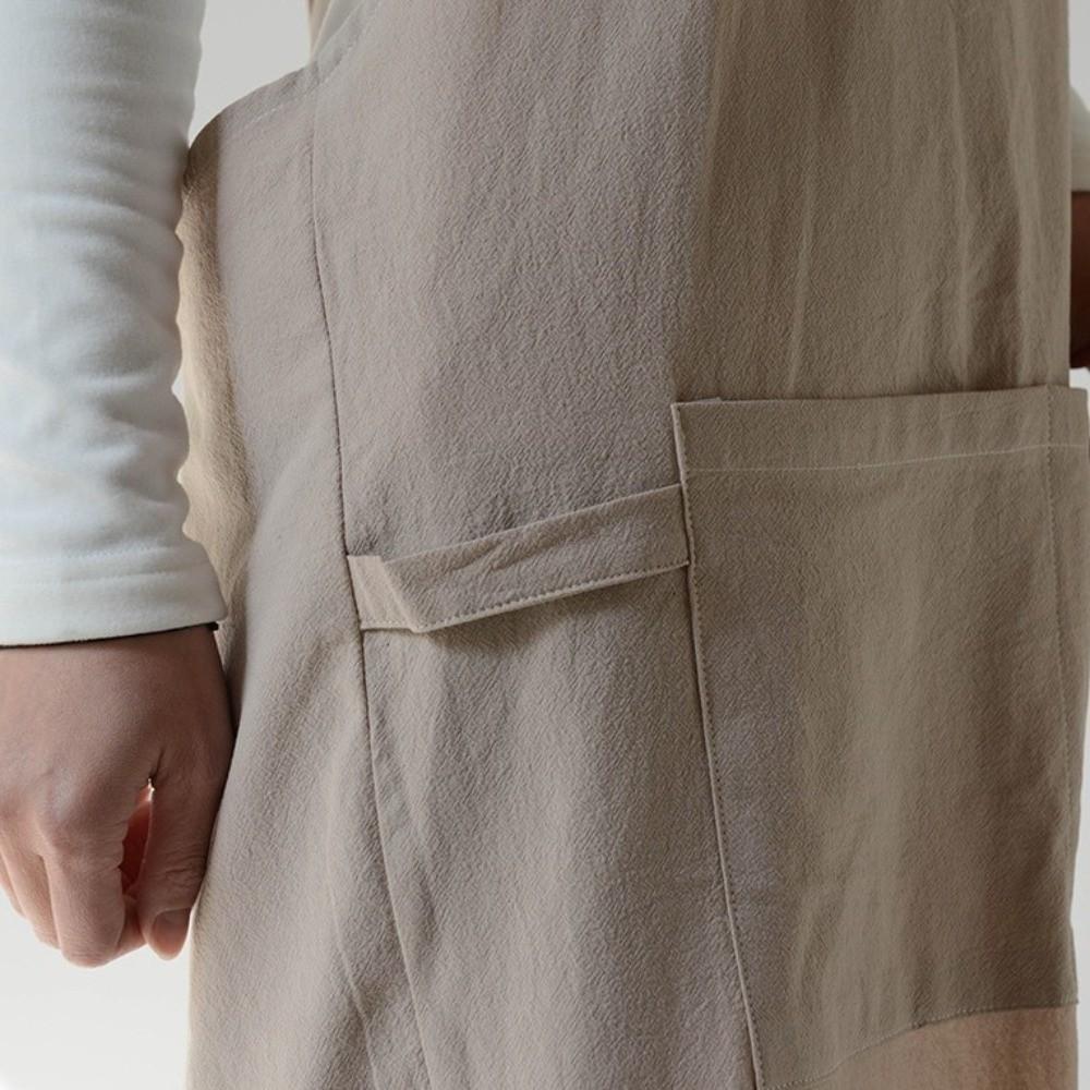 Solid Color Japanese Minimalist Kitchen Apron Cotton Household Waterproof Apron  Restaurant
