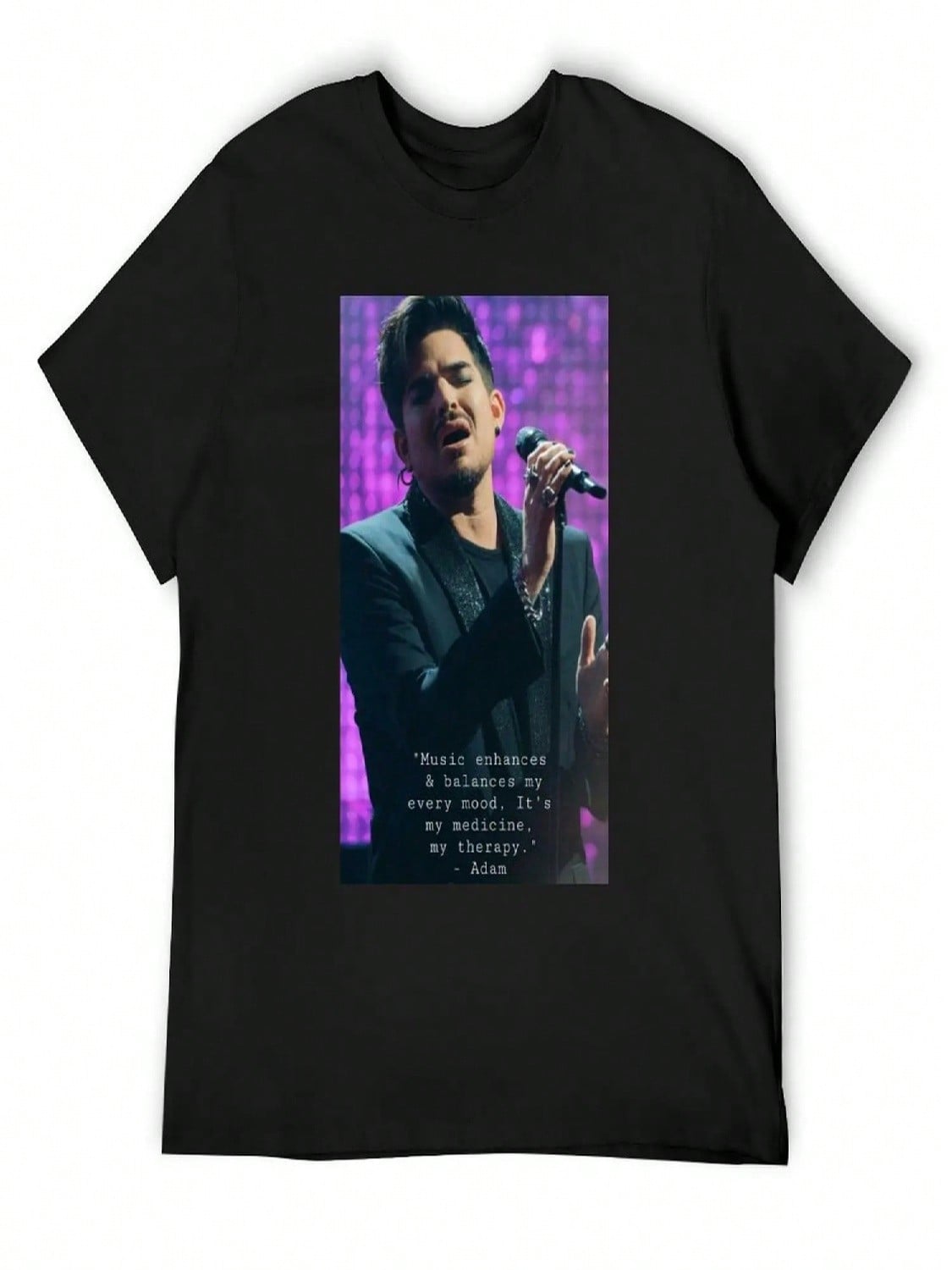 Music Is My Therapy Adam Lambert T-Shirt Shirts Graphic Tee Blacks Blue Lock Big And Tall T Shirts For unisex S разноцветный