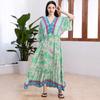 Plus Size Boho Kaftan Dress, Women's Plus Maxi Cover Up Dress