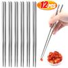 12/2PCS Chinese Chopsticks Stainless Steel Non-slip Sushi Chopstick Korean Japanese Food Metal Sticks Kitchen Tableware Set